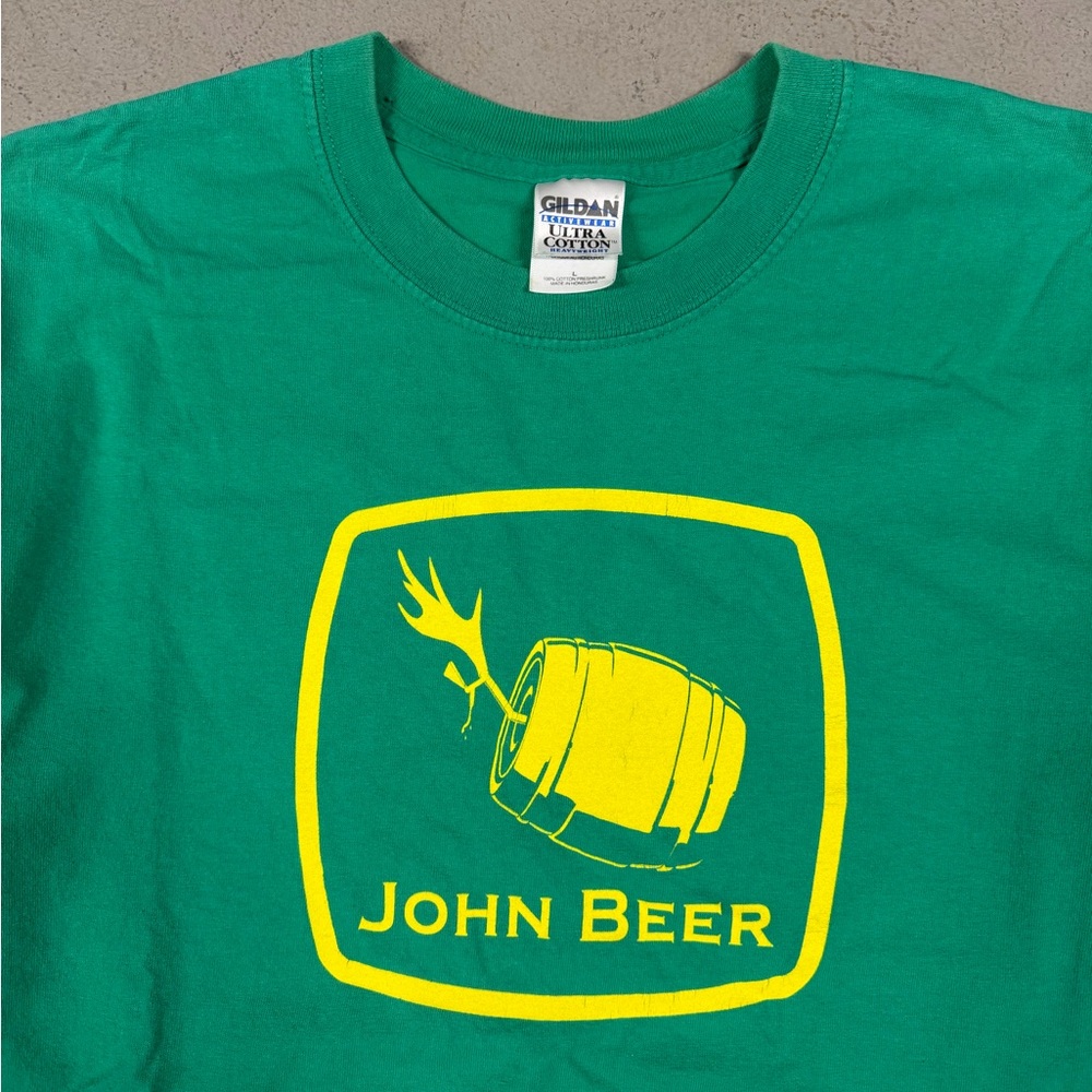 Vintage Y2K “John Beer” Parody Funny Retro Causal Essential Tee T-Shirt Large - Picture 3 of 6